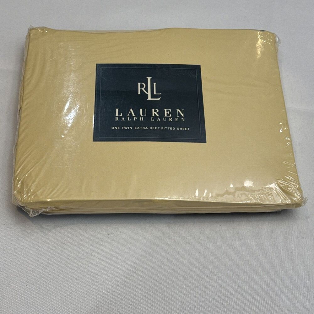 Ralph Lauren Midnight Sun Yellow Twin Extra Deep Fitted Sheet NEW IN PACKAGE